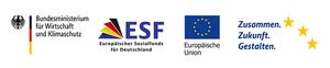 Das BMWK-Förderprogramm EXIST-Forschungstransfer wird durch den Europäischen Sozialfonds (ESF) kofinanziert. Der ESF gehört zu den Europäischen Struktur- und Investitionsfonds. Grafik: BMWK