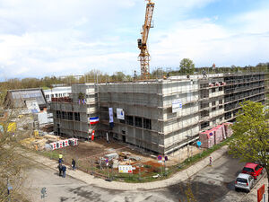 Das neue Seminargebäude entsteht an der Ecke Stephensonstraße/Bessemerstraße. Foto: TH Lübeck