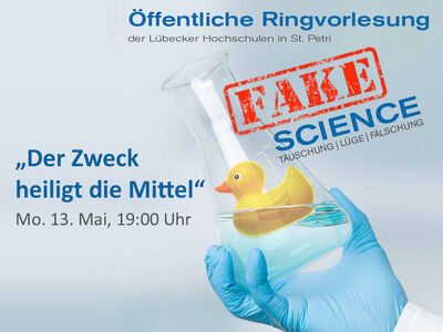 Der Zweck heiligt die Mittel. Zweiter Abend der Ringvorlesung Fake Science in der Hochschulkirche St. Petri. Grafik: St. Petri