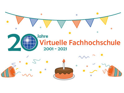 Bild zeigt Schriftzug 20 Jahre Virtuelle Fachhochschule 2001-2021